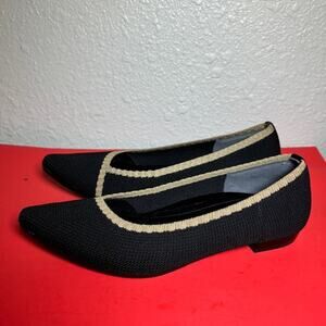 Vionic Flats Women's Black Tan Dahlia Knit Pointed Toe Comfort Shoes size 6.5